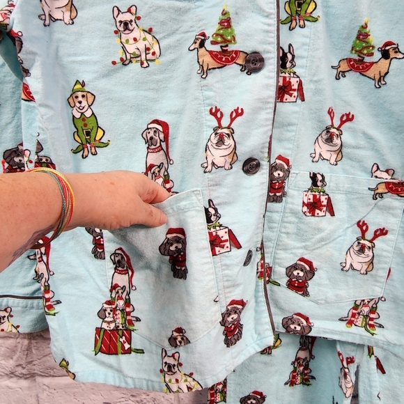 P.J. SALVAGE 2 Piece "Christmas Dogs" Flannel Lounge PJ/Pajama Set - Picture 2 of 8
